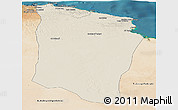 Shaded Relief Panoramic Map of Darnah, satellite outside