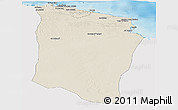 Shaded Relief Panoramic Map of Darnah, single color outside