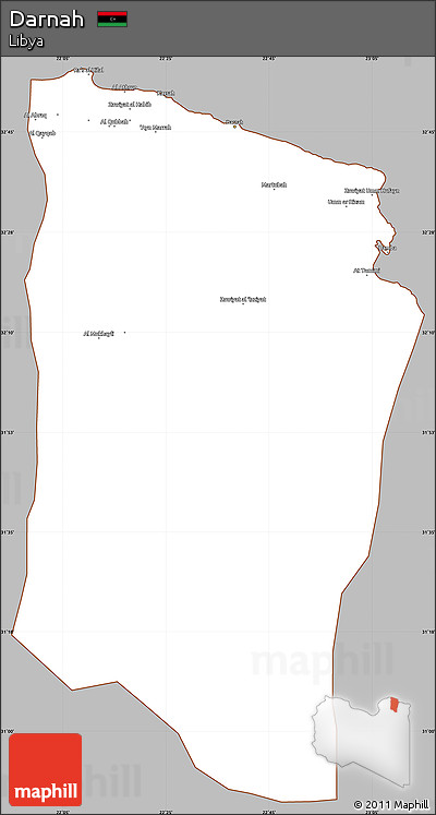 Gray Simple Map of Darnah, cropped outside