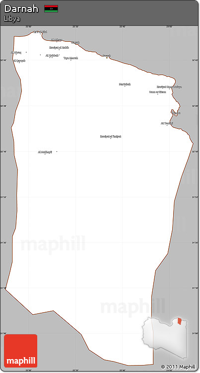 Gray Simple Map of Darnah, cropped outside