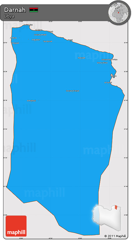 Political Simple Map of Darnah, cropped outside