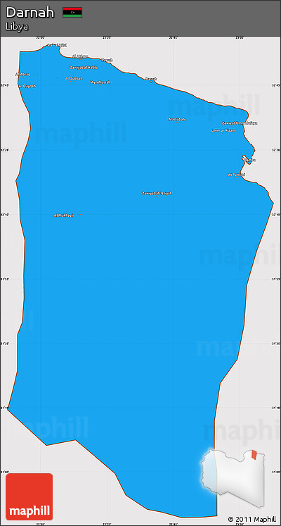 Political Simple Map of Darnah, cropped outside