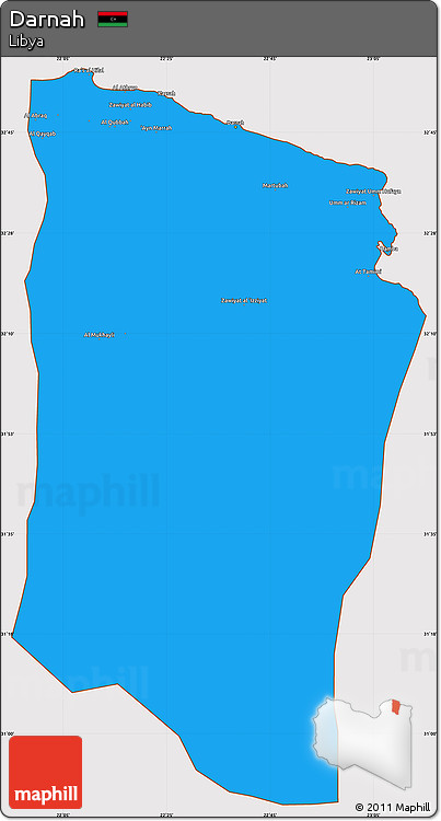 Political Simple Map of Darnah, cropped outside