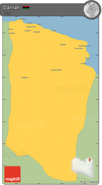 Savanna Style Simple Map of Darnah, single color outside
