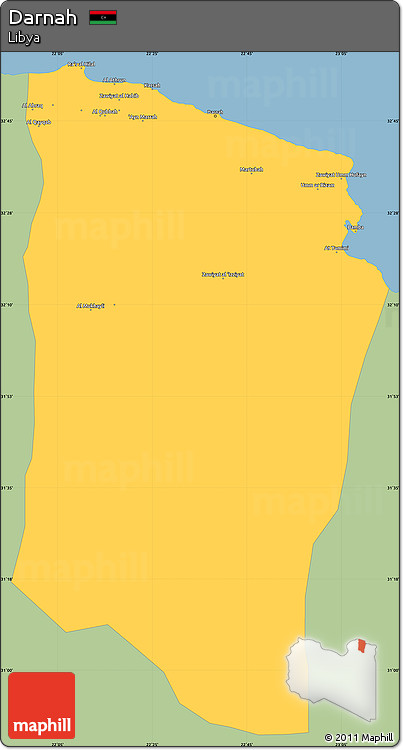 Savanna Style Simple Map of Darnah, single color outside