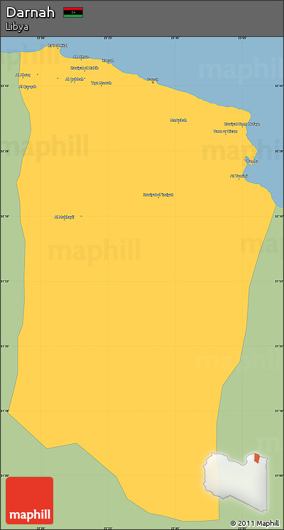 Savanna Style Simple Map of Darnah, single color outside