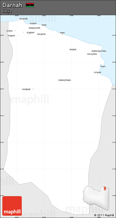 Silver Style Simple Map of Darnah, single color outside