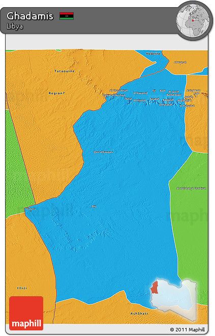 Political 3D Map of Ghadamis