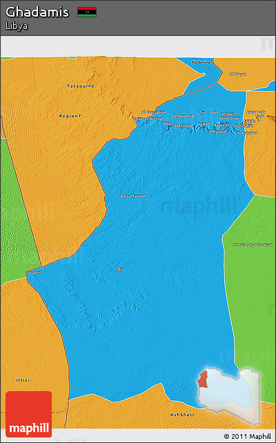 Political 3D Map of Ghadamis