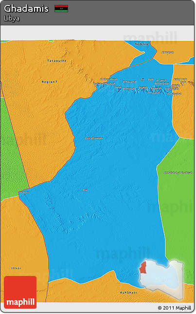 Political 3D Map of Ghadamis