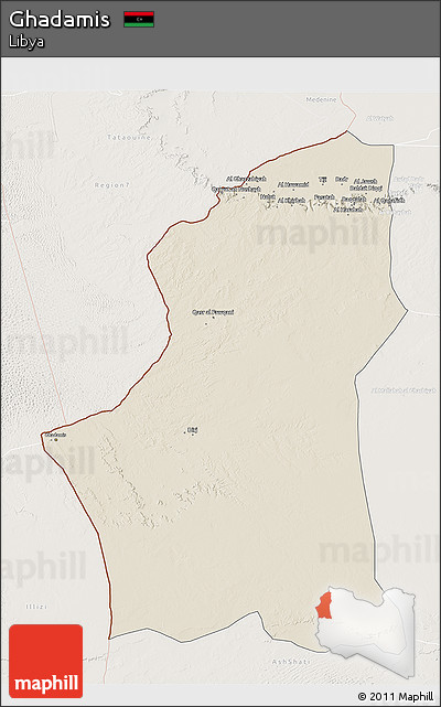 Shaded Relief 3D Map of Ghadamis, lighten