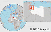 Gray Location Map of Ghadamis, highlighted country, within the entire country