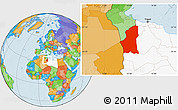 Political Location Map of Ghadamis, highlighted country