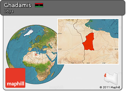 Satellite Location Map of Ghadamis