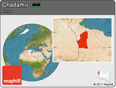 Satellite Location Map of Ghadamis