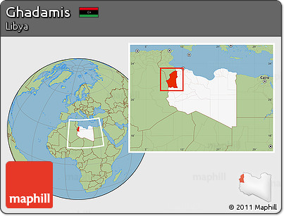 Savanna Style Location Map of Ghadamis, highlighted country, within the entire country