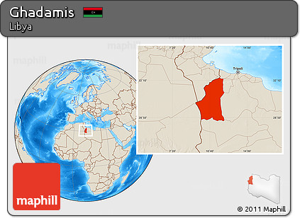 Shaded Relief Location Map of Ghadamis
