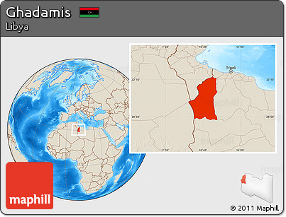 Shaded Relief Location Map of Ghadamis