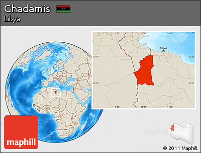 Shaded Relief Location Map of Ghadamis