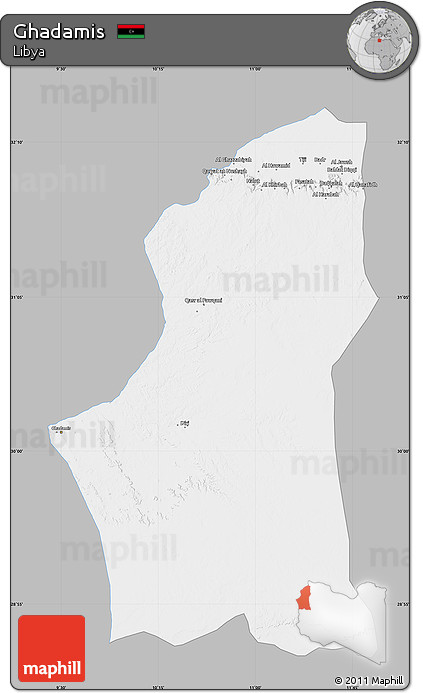 Gray Map of Ghadamis, single color outside