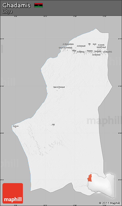 Gray Map of Ghadamis, single color outside