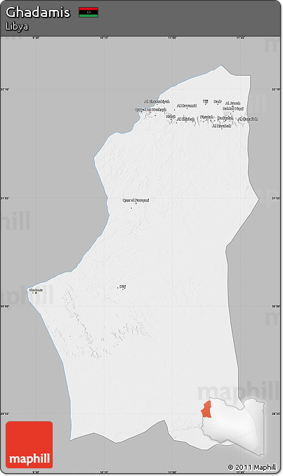 Gray Map of Ghadamis, single color outside