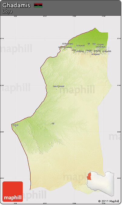 Physical Map of Ghadamis, cropped outside