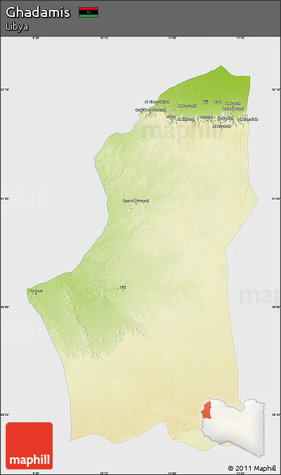 Physical Map of Ghadamis, single color outside