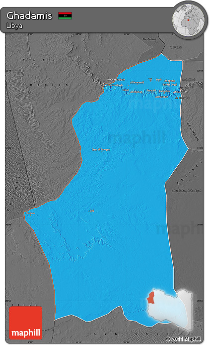 Political Map of Ghadamis, darken, desaturated