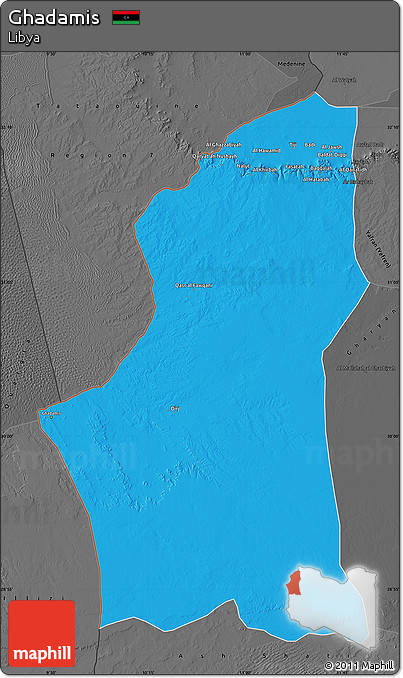 Political Map of Ghadamis, darken, desaturated