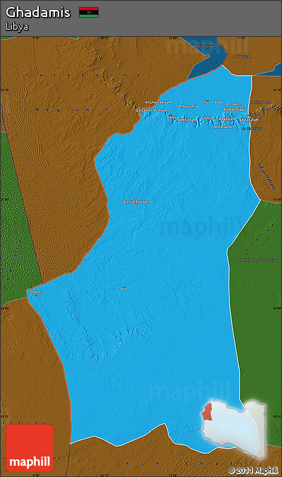Political Map of Ghadamis, darken