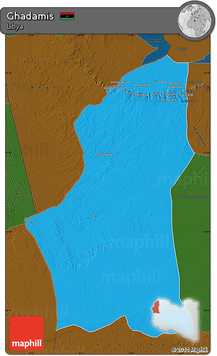 Political Map of Ghadamis, darken