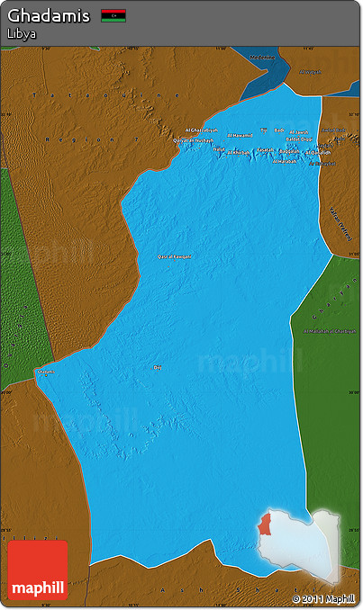 Political Map of Ghadamis, darken