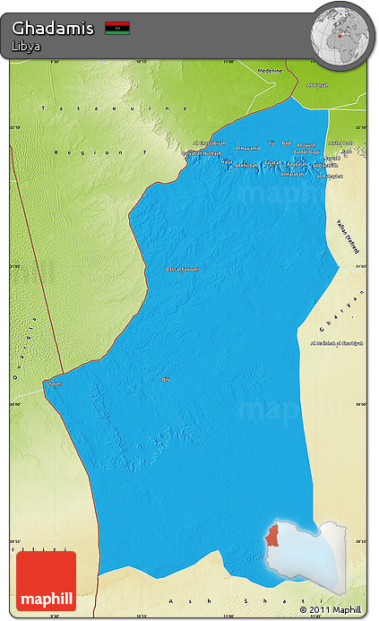 Political Map of Ghadamis, physical outside