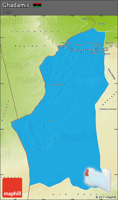 Political Map of Ghadamis, physical outside