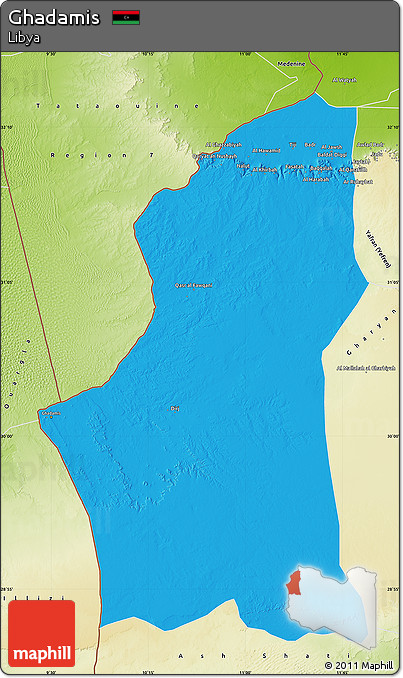 Political Map of Ghadamis, physical outside