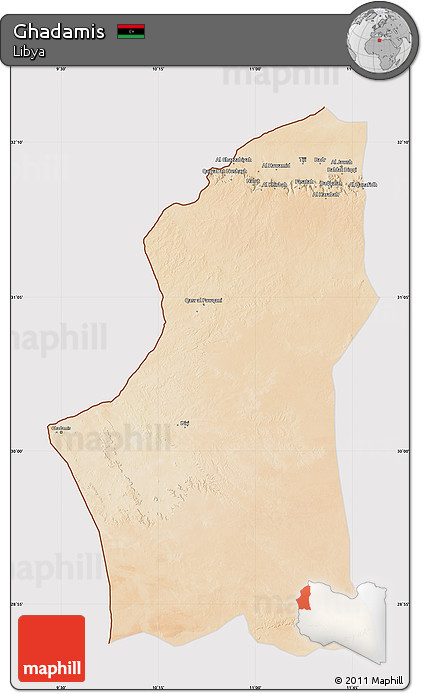 Satellite Map of Ghadamis, cropped outside