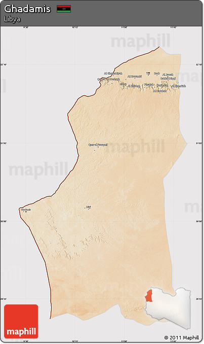 Satellite Map of Ghadamis, cropped outside