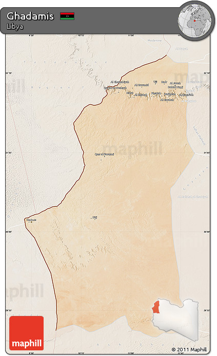 Satellite Map of Ghadamis, lighten