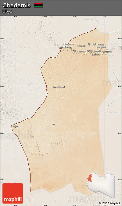Satellite Map of Ghadamis, lighten