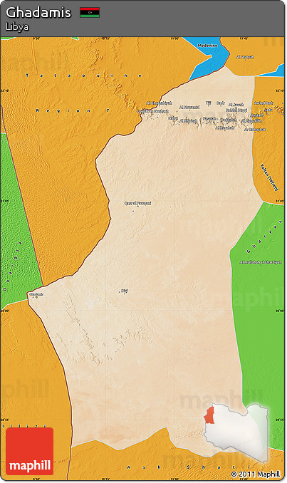 Satellite Map of Ghadamis, political outside