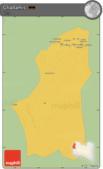 Savanna Style Map of Ghadamis, single color outside