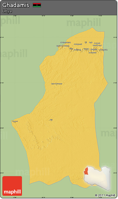 Savanna Style Map of Ghadamis, single color outside