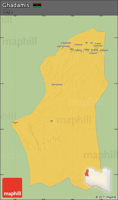 Savanna Style Map of Ghadamis, single color outside