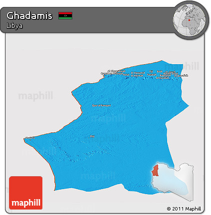 Political Panoramic Map of Ghadamis, cropped outside