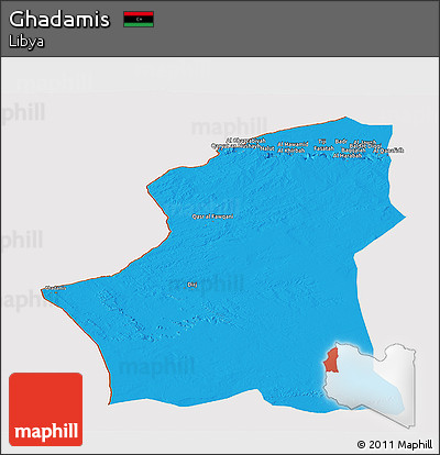 Political Panoramic Map of Ghadamis, cropped outside