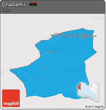 Political Panoramic Map of Ghadamis, cropped outside