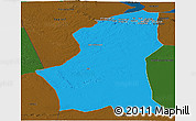 Political Panoramic Map of Ghadamis, darken