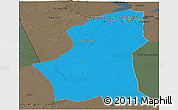 Political Panoramic Map of Ghadamis, darken, semi-desaturated
