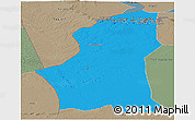 Political Panoramic Map of Ghadamis, semi-desaturated